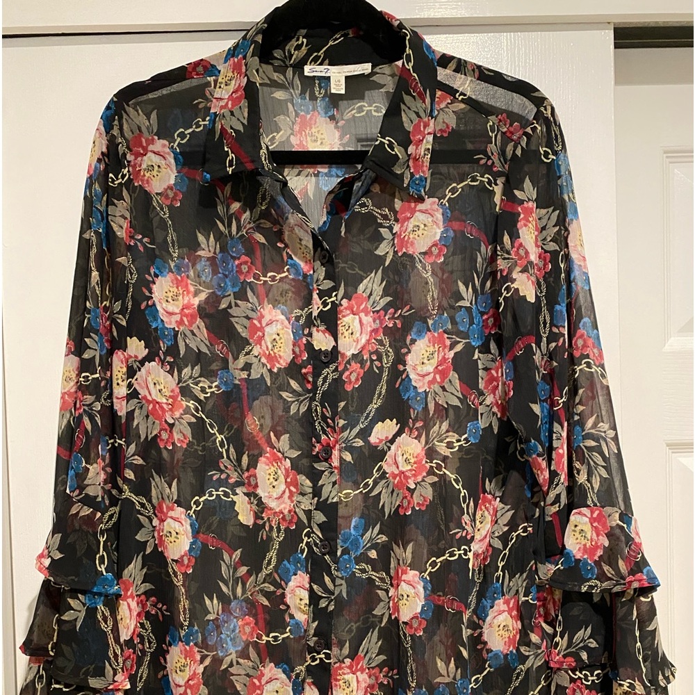 Black floral sheet blouse
